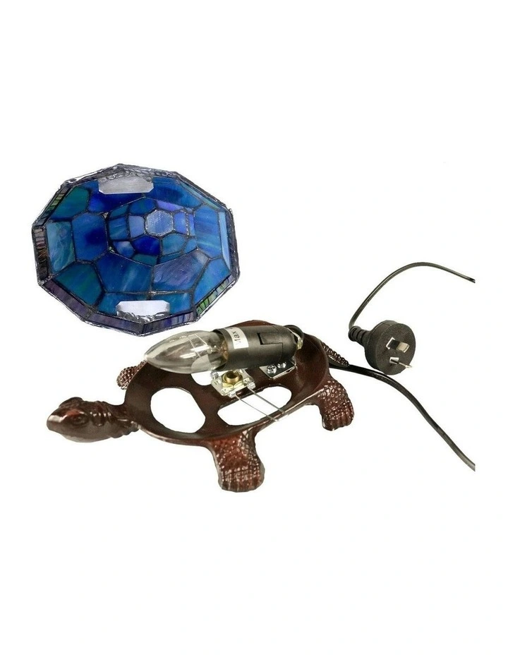 Piggyback Turtle Tiffany Table Lamp in Blue image 5