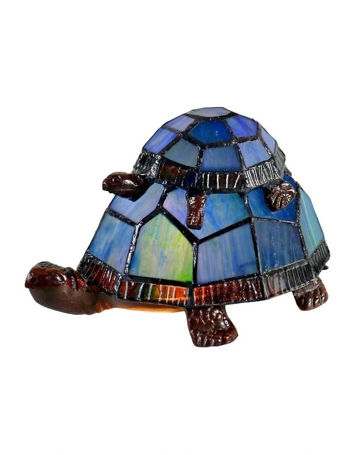 Piggyback Turtle Tiffany Table Lamp in Blue image 7