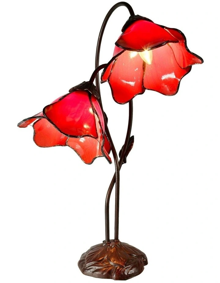 Twin Lotus Lamp in Red image 1