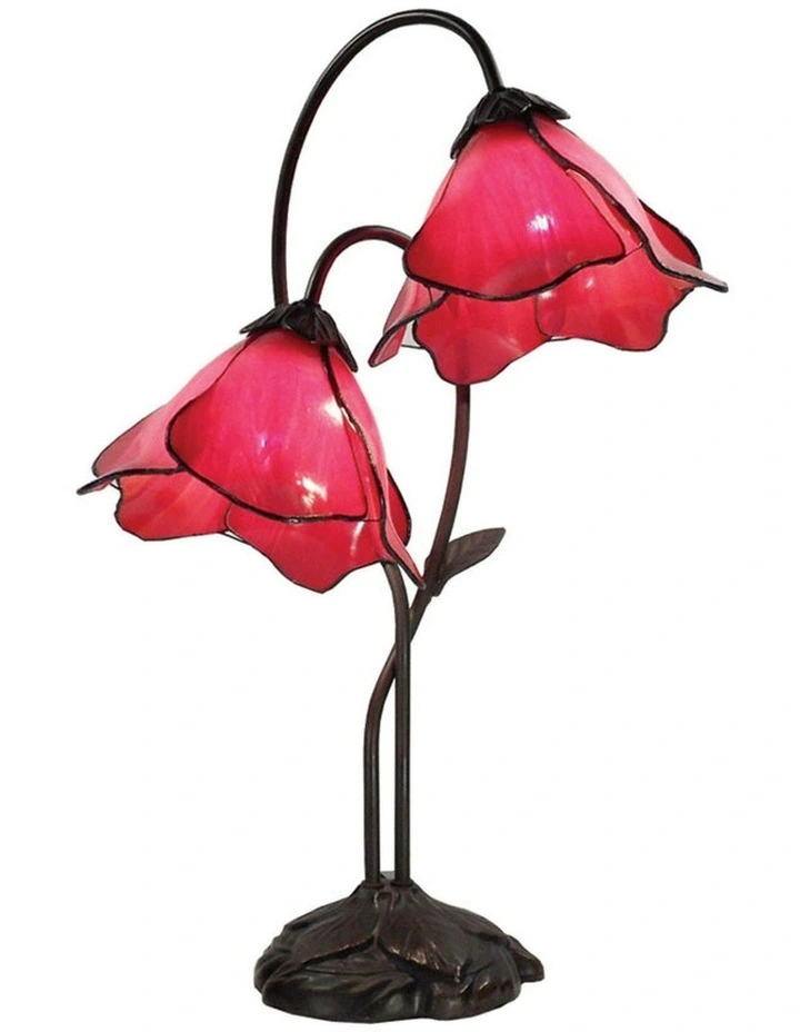 Twin Lotus Lamp in Red image 2