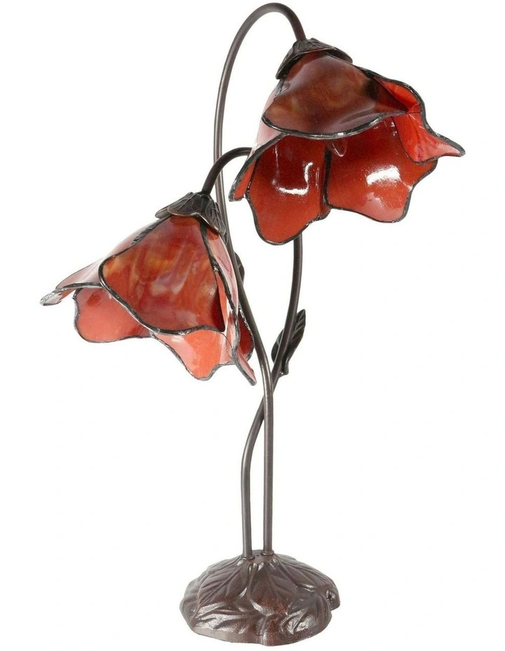 Twin Lotus Lamp in Red image 3