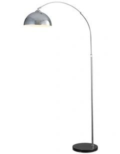Marmo Arc Floor Lamp With Marble Base Chrome in Silver