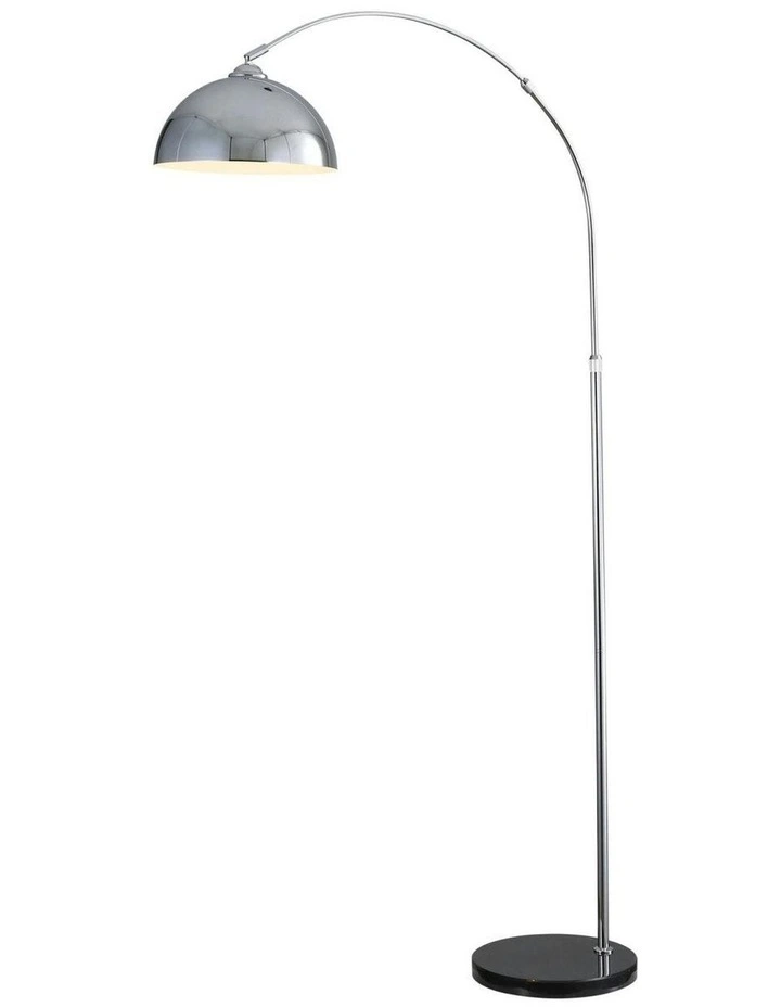 Marmo Arc Floor Lamp With Marble Base Chrome in Silver image 1