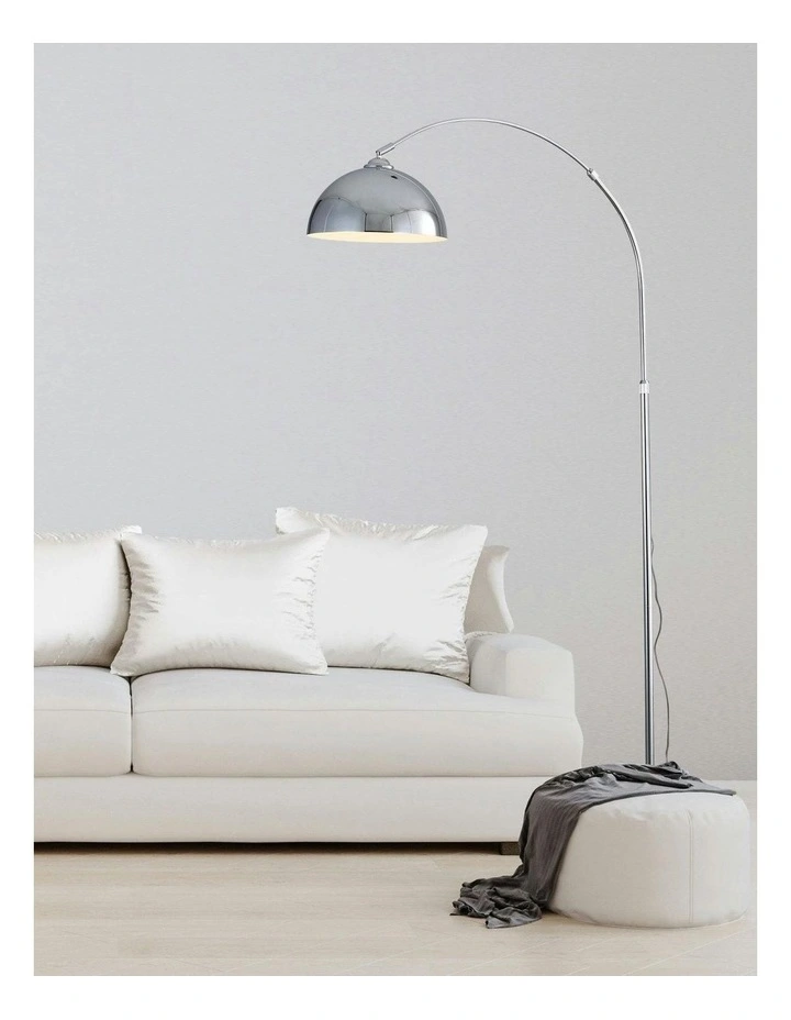 Marmo Arc Floor Lamp With Marble Base Chrome in Silver image 3