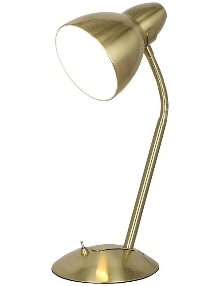 Trax Classic Gooseneck Task Table Lamp in Satin Brass image 1