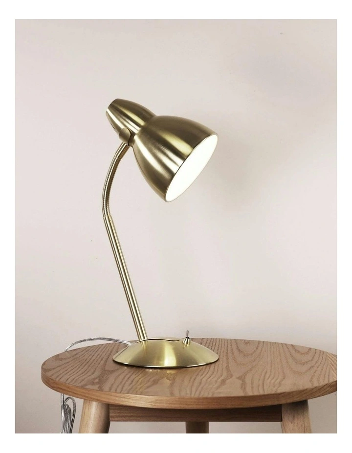 Trax Classic Gooseneck Task Table Lamp in Satin Brass image 2