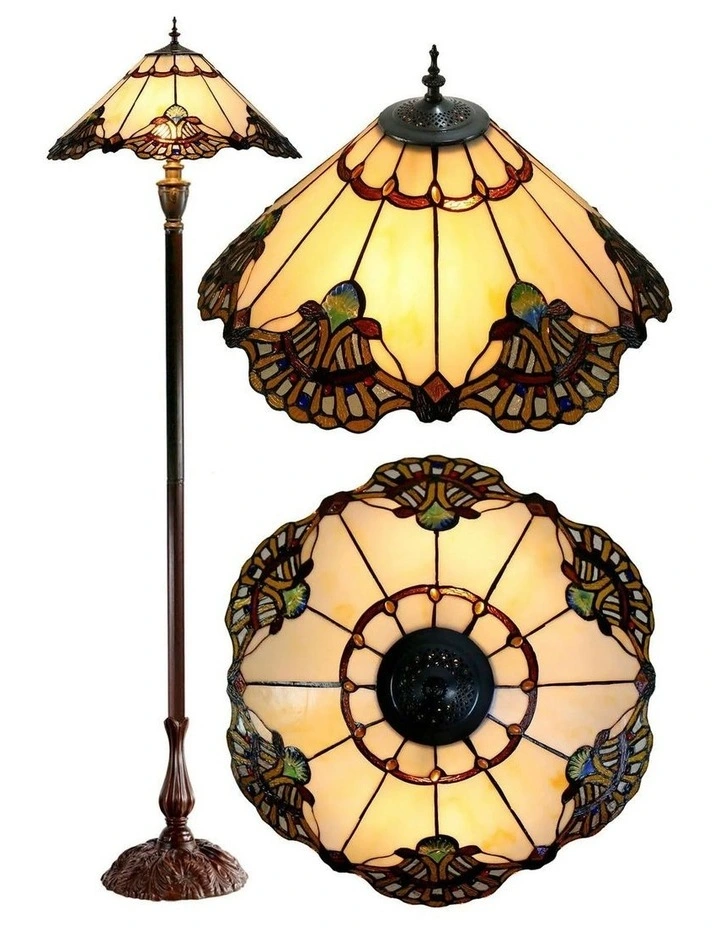 Benita Leadlight Tiffany Floor Lamp in Beige image 2