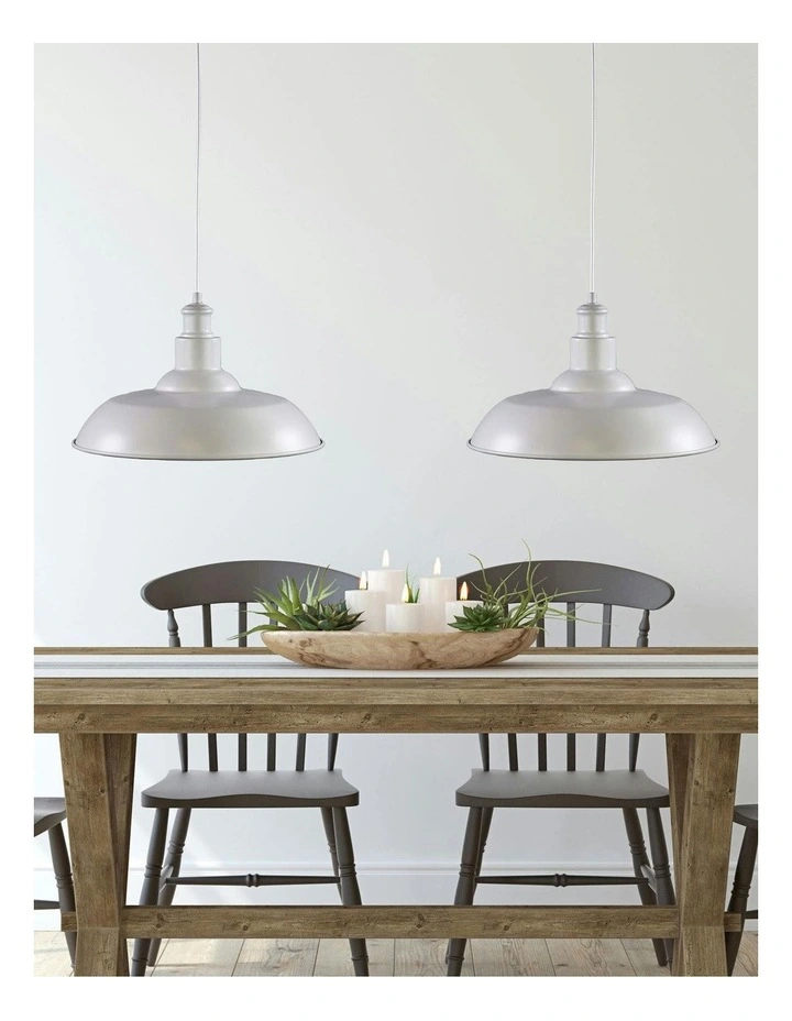 Slater Industrial Vintage Shade Ceiling Light in White image 2