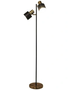 Antique Brass Mid-Century Ari Twin Floor Lamp in Gold