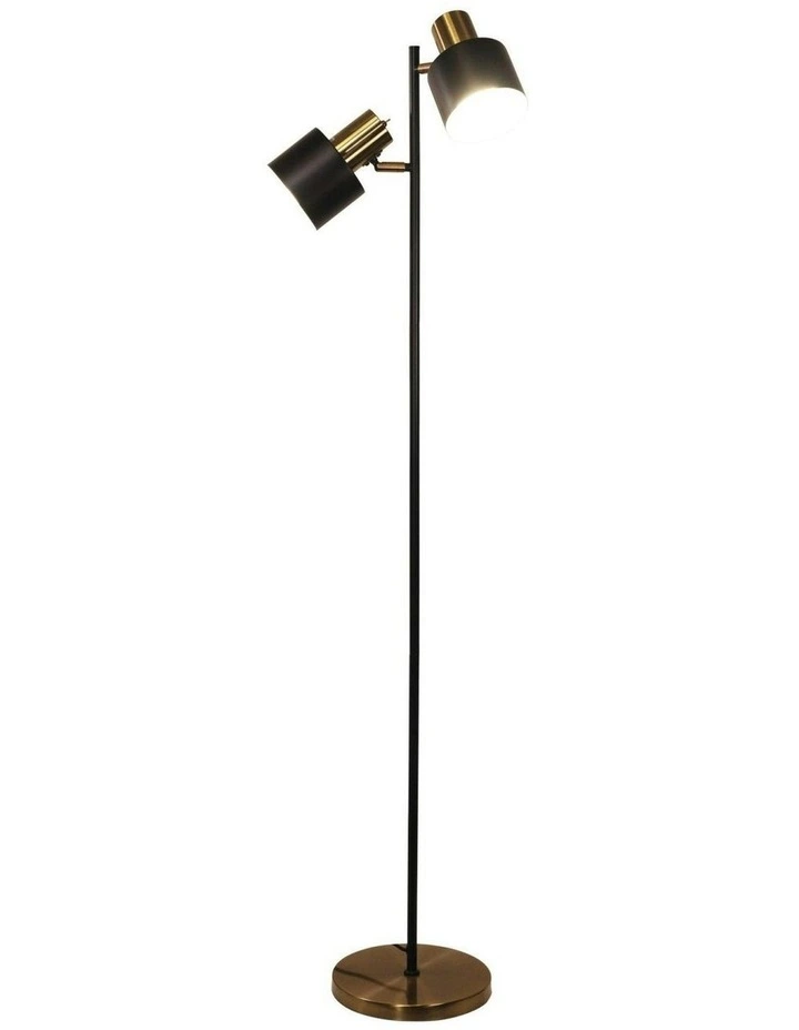 Antique Brass Mid-Century Ari Twin Floor Lamp in Gold image 1