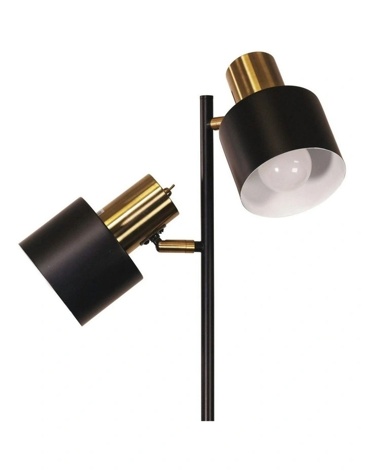 Antique Brass Mid-Century Ari Twin Floor Lamp in Gold image 2