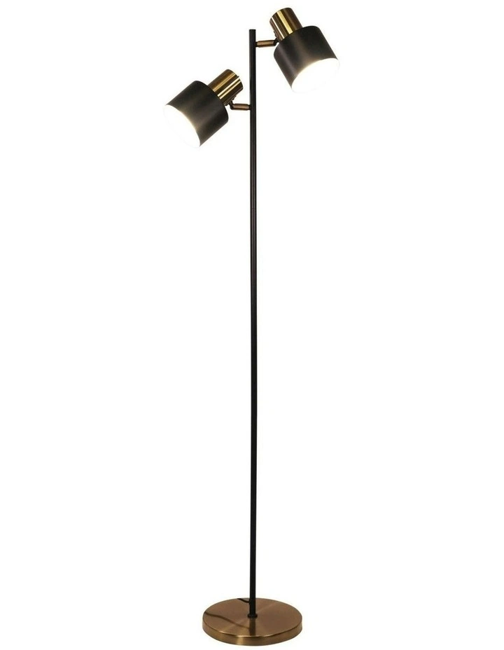 Antique Brass Mid-Century Ari Twin Floor Lamp in Gold image 3
