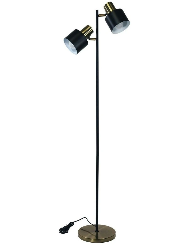 Antique Brass Mid-Century Ari Twin Floor Lamp in Gold image 5