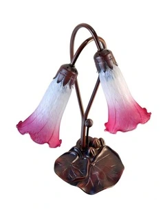 Twin Lily Table Lamp in White Magenta