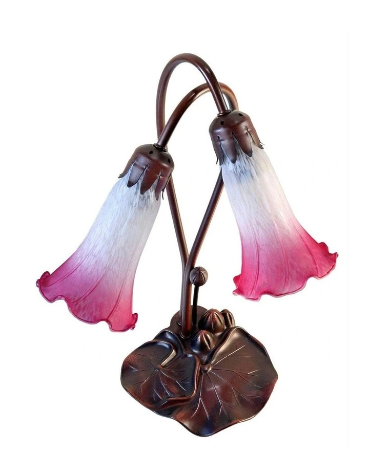 Twin Lily Table Lamp in White Magenta image 1