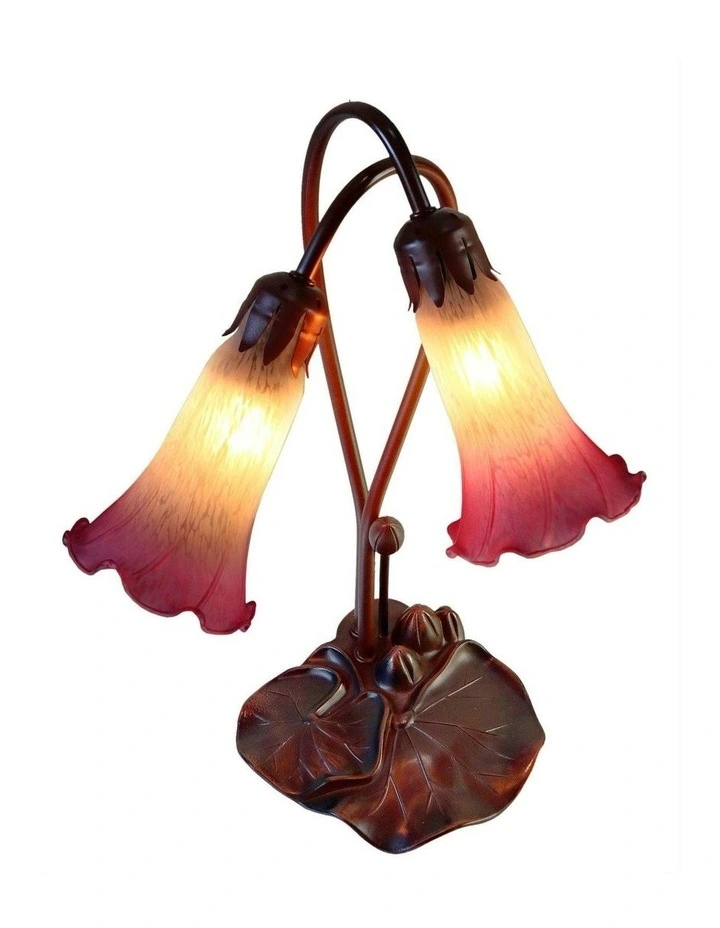 Twin Lily Table Lamp in White Magenta image 2