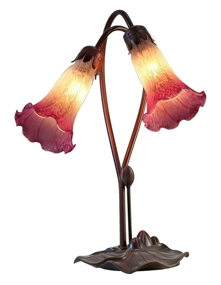 Twin Lily Table Lamp in White Magenta image 3