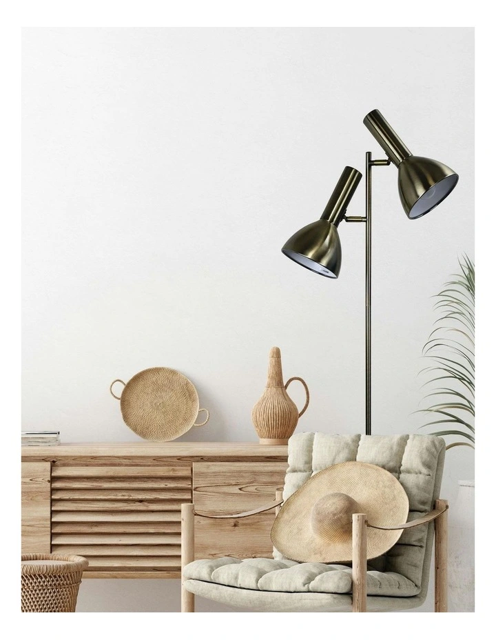 Vespa Twin Antique Brass Floor Lamp in Gold image 2