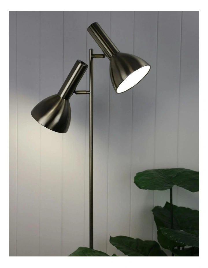 Vespa Twin Antique Brass Floor Lamp in Gold image 3
