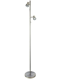 Daxam LED Twin Adjustable Floor Lamp in Brushed Chrome