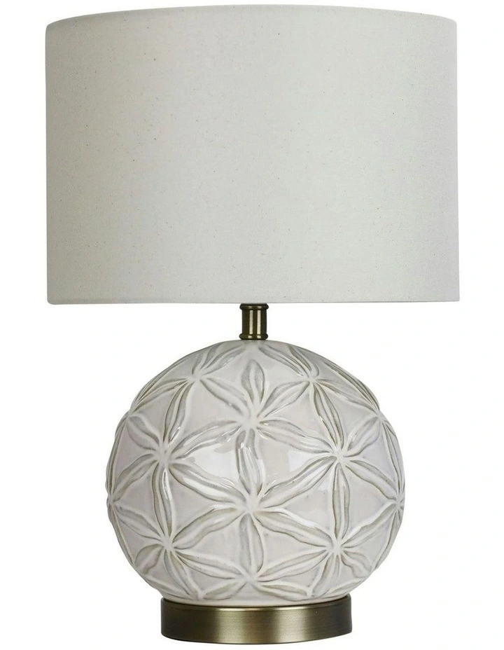 Ariel Textured Ceramic Table Lamp in White image 1