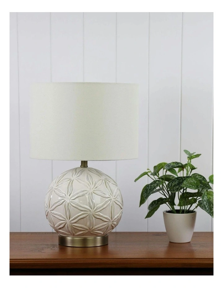 Ariel Textured Ceramic Table Lamp in White image 2
