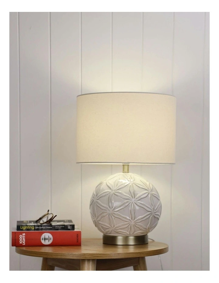 Ariel Textured Ceramic Table Lamp in White image 3