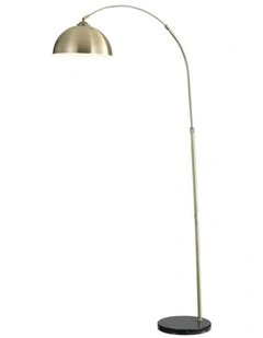 Marble Base Antique Brass Marmo Arc Floor Lamp in Gold