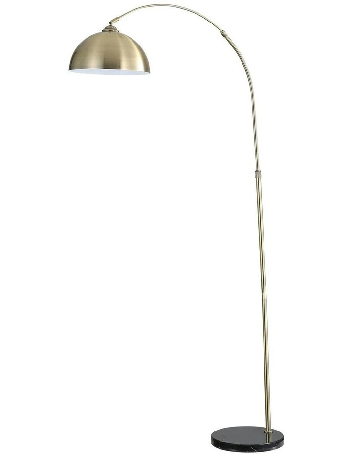 Marble Base Antique Brass Marmo Arc Floor Lamp in Gold image 4