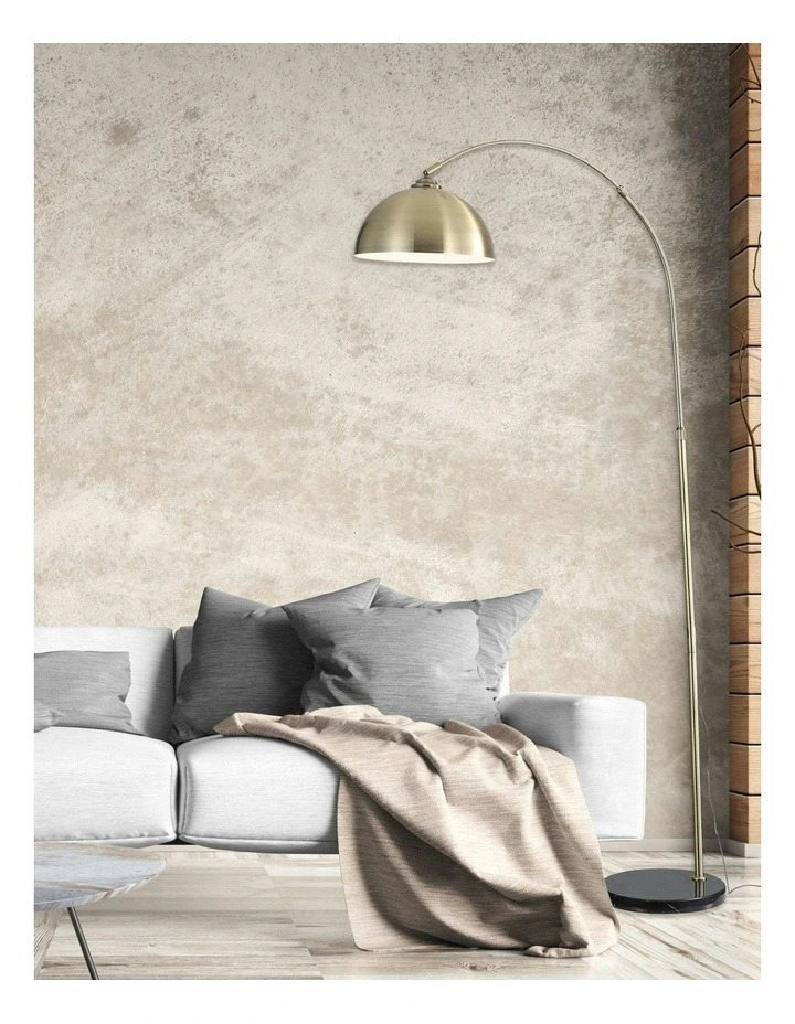 Marble Base Antique Brass Marmo Arc Floor Lamp in Gold image 5