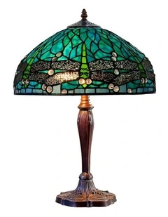 16' Sylvia Dragonfly Large Tiffany Table Lamp in Multi
