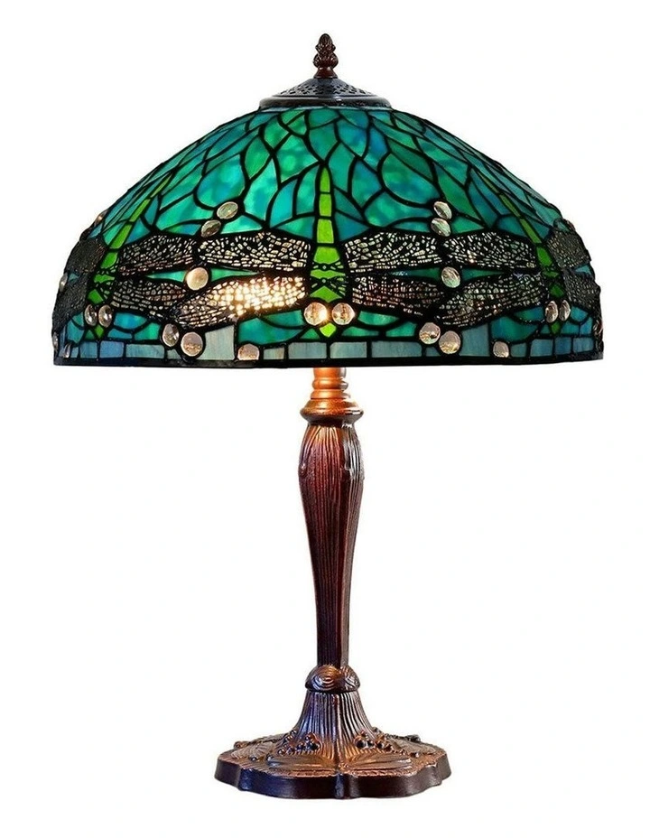 16' Sylvia Dragonfly Large Tiffany Table Lamp in Multi image 1