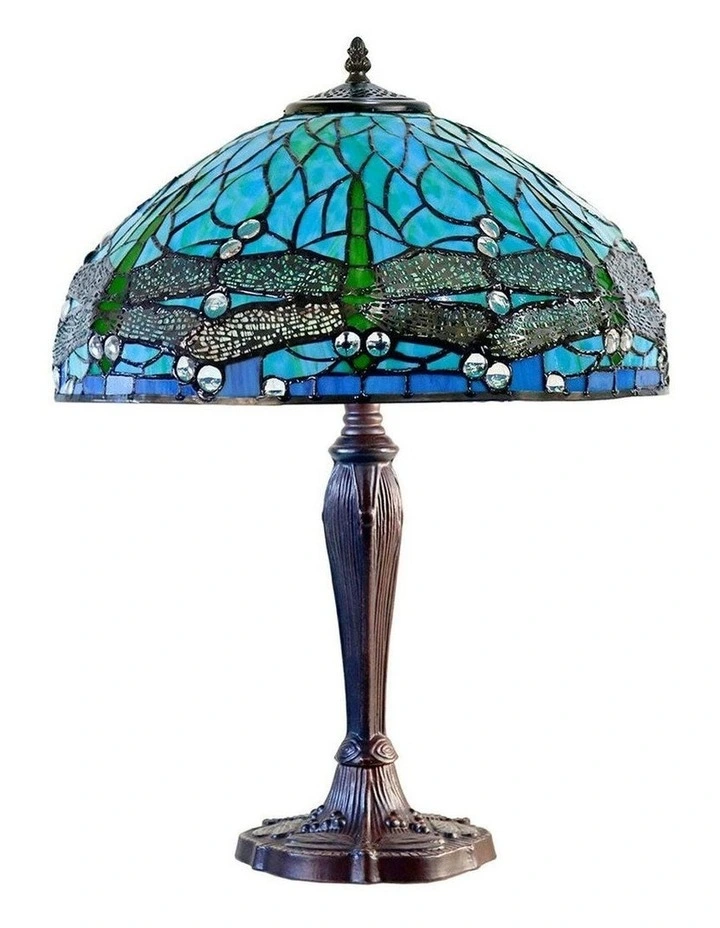 16' Sylvia Dragonfly Large Tiffany Table Lamp in Multi image 2