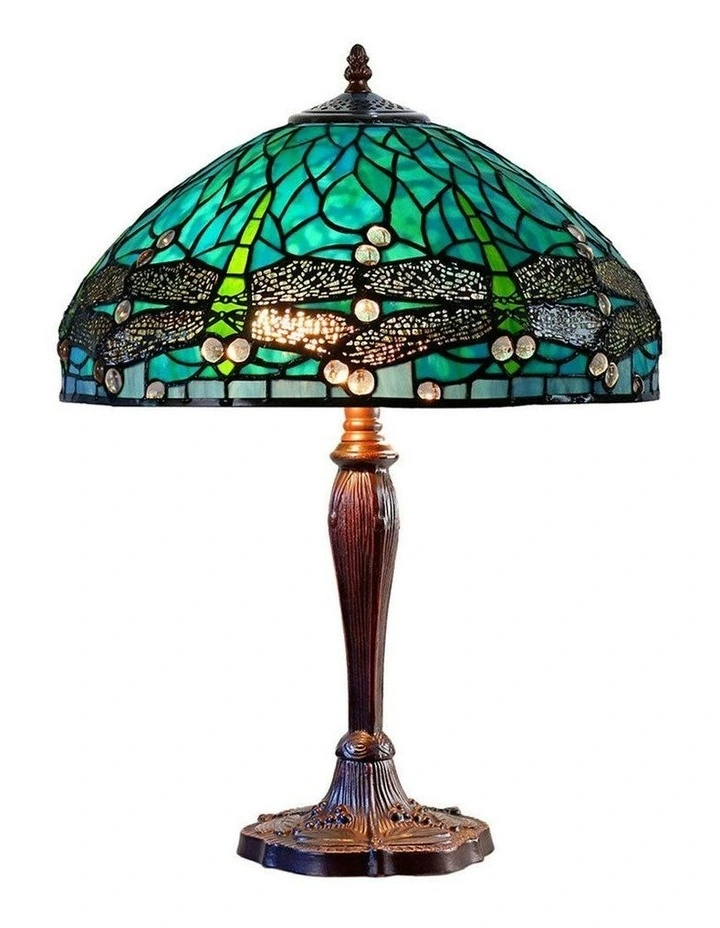 16' Sylvia Dragonfly Large Tiffany Table Lamp in Multi image 3