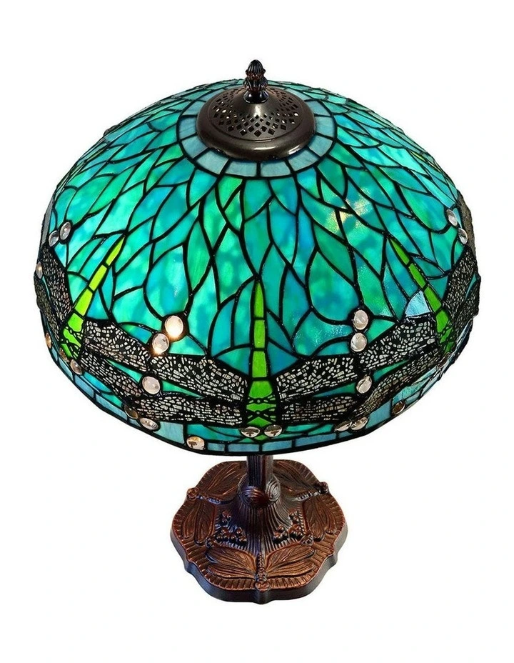 16' Sylvia Dragonfly Large Tiffany Table Lamp in Multi image 4