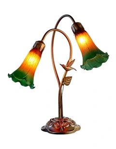 Twin Hummingbird Lily Table Lamp in Multi