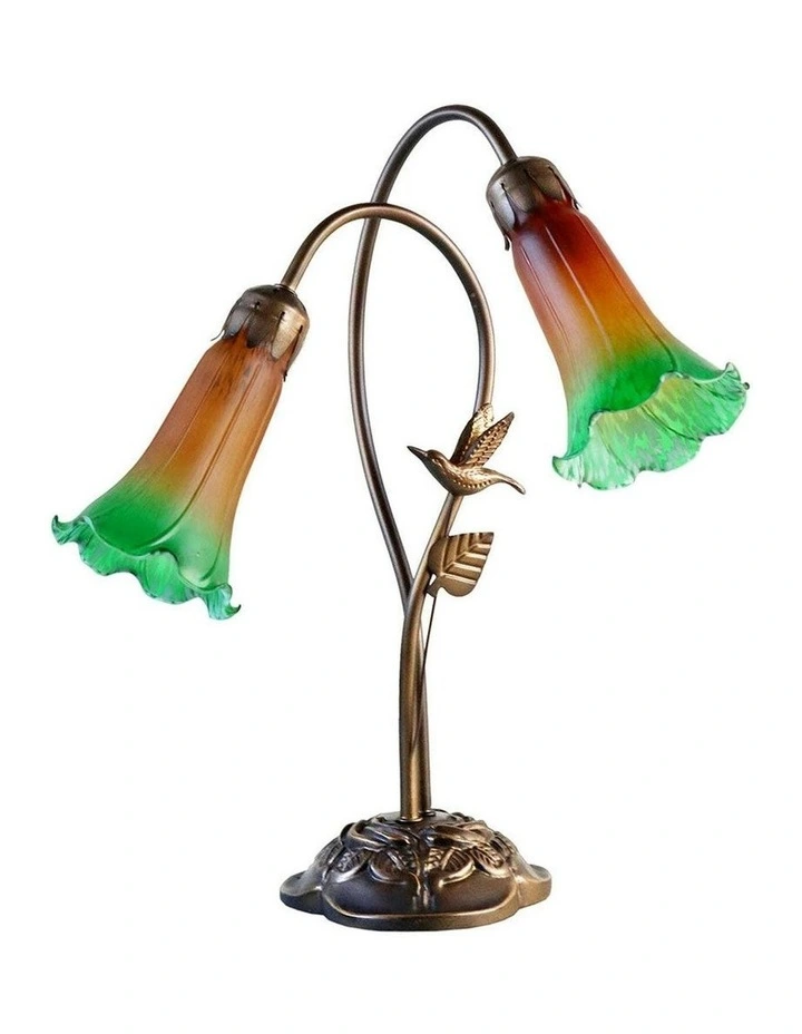 Twin Hummingbird Lily Table Lamp in Multi image 2