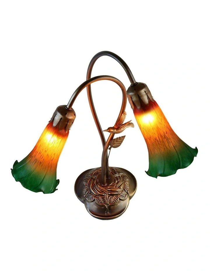 Twin Hummingbird Lily Table Lamp in Multi image 3