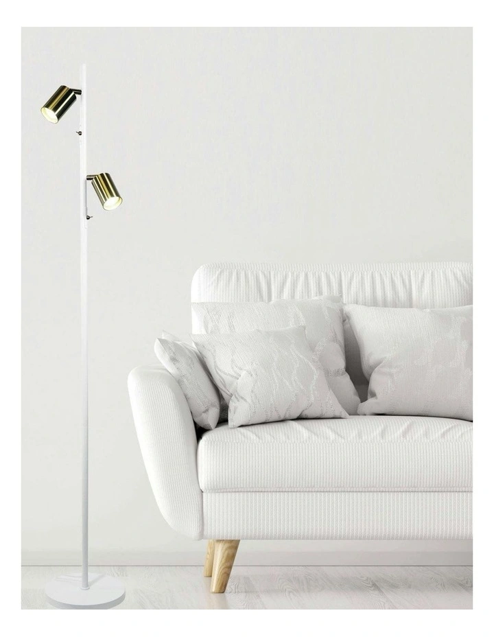 Ponte Adjustable Twin Floor Lamp in White image 3
