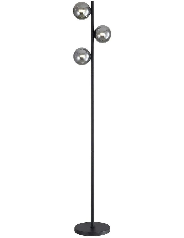 Smoke Glass Spheres Valcross 3 Light Decorative Floor Lamp in Black image 1