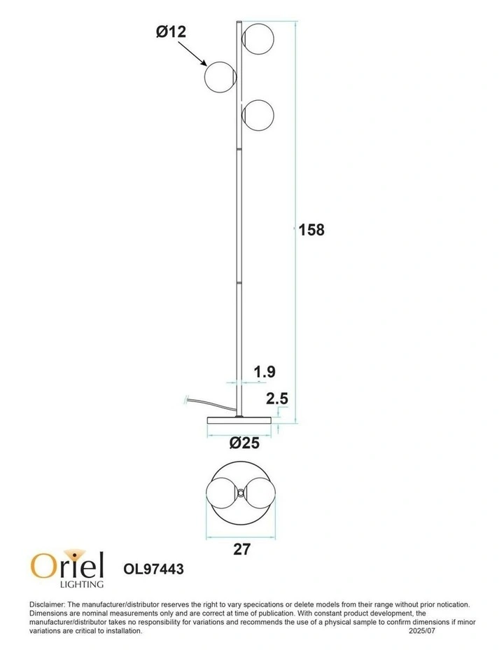 Smoke Glass Spheres Valcross 3 Light Decorative Floor Lamp in Black image 4