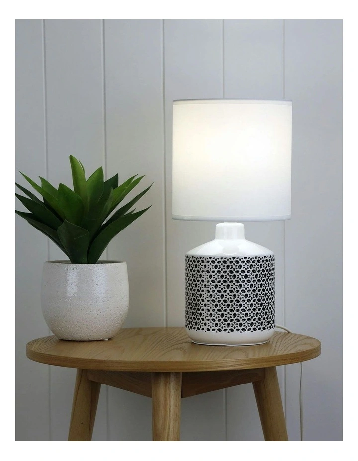 Celia Ceramic Table Lamp in White image 2