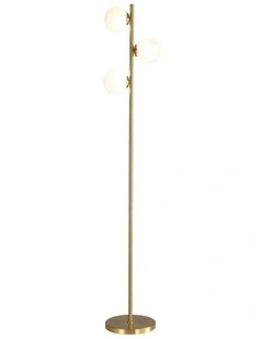 Opal Matt Glass Spheres Valcross 3 Light Decorative Floor Lamp in Brown