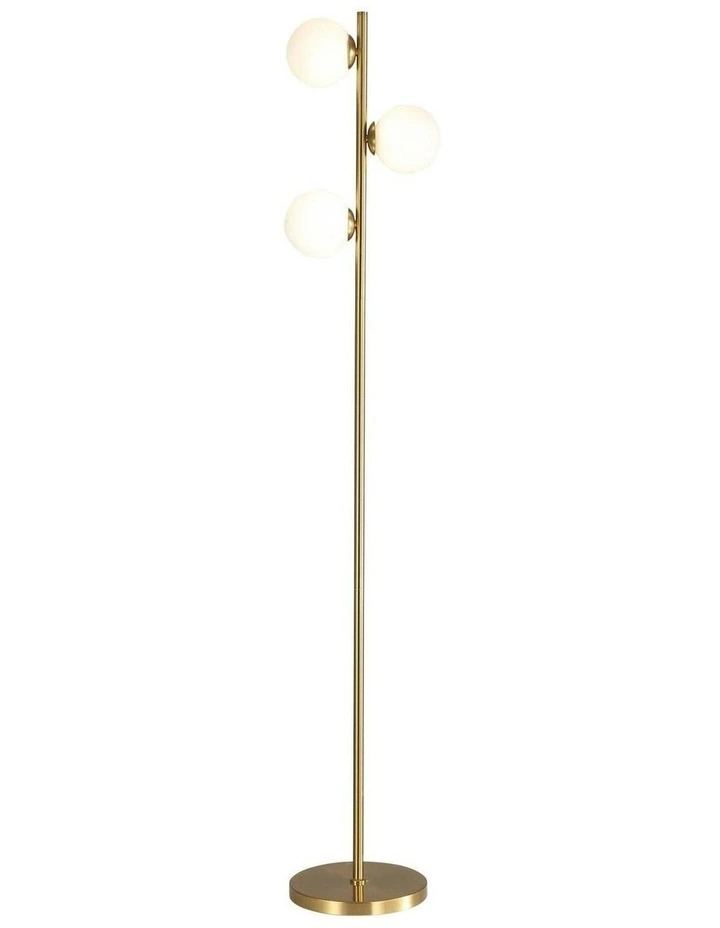 Opal Matt Glass Spheres Valcross 3 Light Decorative Floor Lamp in Brown image 1