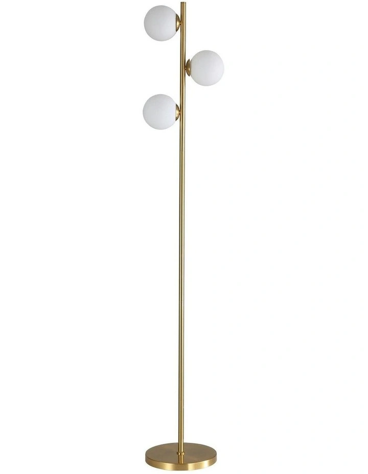 Opal Matt Glass Spheres Valcross 3 Light Decorative Floor Lamp in Brown image 3