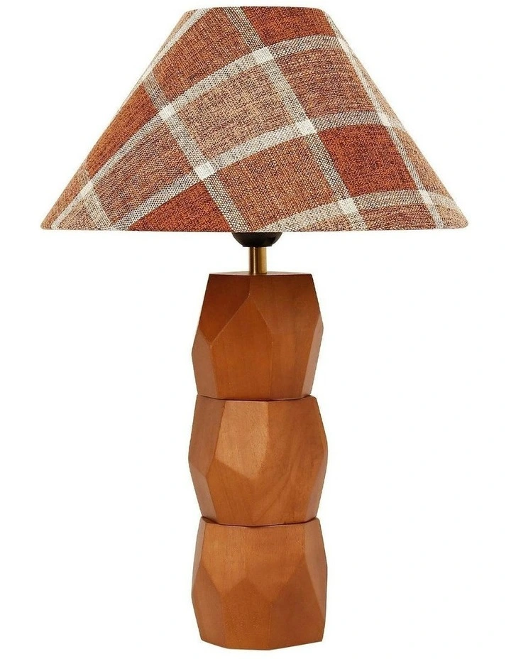 Helena Hand-Faceted Wooden Base Table Lamp image 1