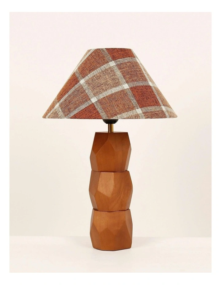Helena Hand-Faceted Wooden Base Table Lamp image 3
