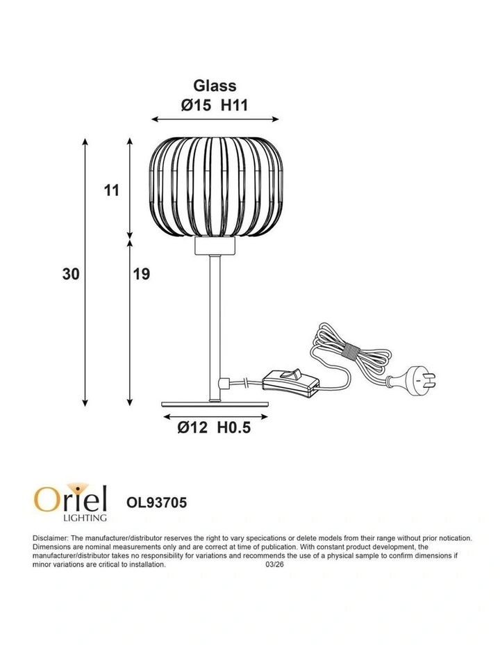 Alto Ribbed Optic Glass Table Lamp image 3
