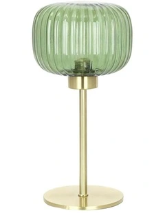 Alto Ribbed Optic Glass Table Lamp in Green