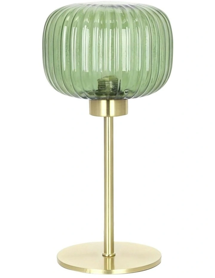 Alto Ribbed Optic Glass Table Lamp in Green image 1